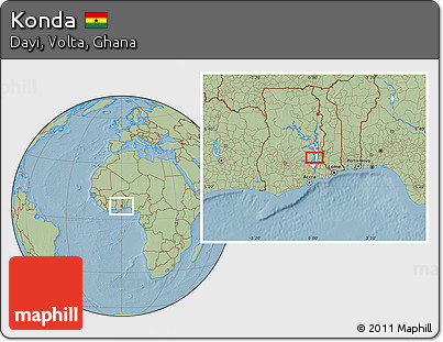 Savanna Style Location Map of Konda, hill shading