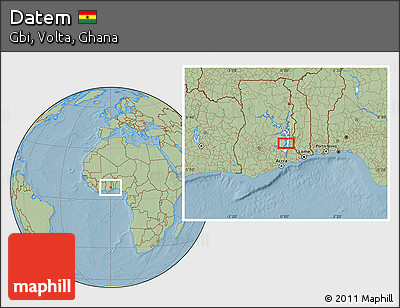 Savanna Style Location Map of Datem, hill shading