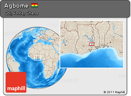 Shaded Relief Location Map of Agbome