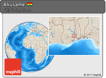 Shaded Relief Location Map of Akusame