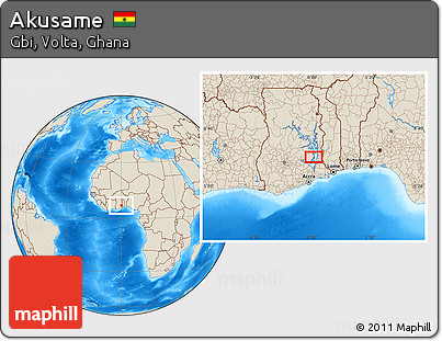 Shaded Relief Location Map of Akusame