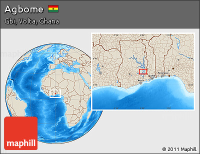 Shaded Relief Location Map of Agbome