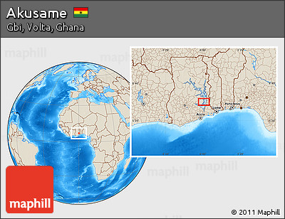 Shaded Relief Location Map of Akusame