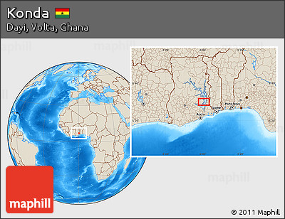 Shaded Relief Location Map of Konda