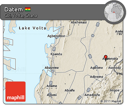 Shaded Relief Map of Datem