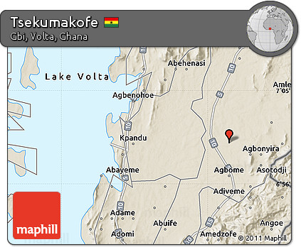 Shaded Relief Map of Tsekumakofe