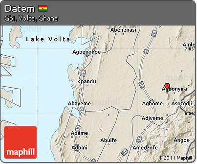 Shaded Relief Map of Datem