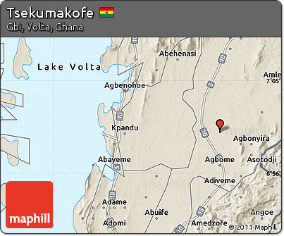 Shaded Relief Map of Tsekumakofe