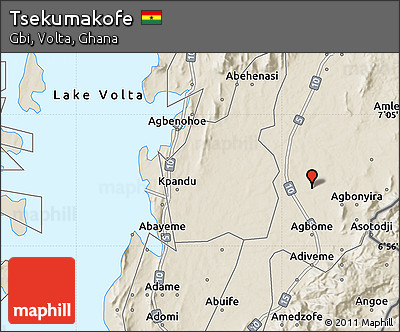 Shaded Relief Map of Tsekumakofe