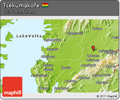 Physical Panoramic Map of Tsekumakofe