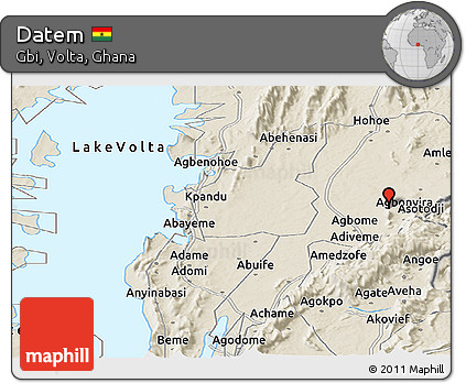 Shaded Relief Panoramic Map of Datem