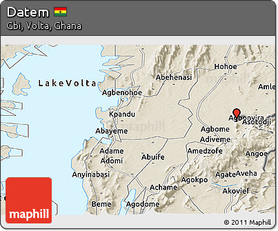 Shaded Relief Panoramic Map of Datem