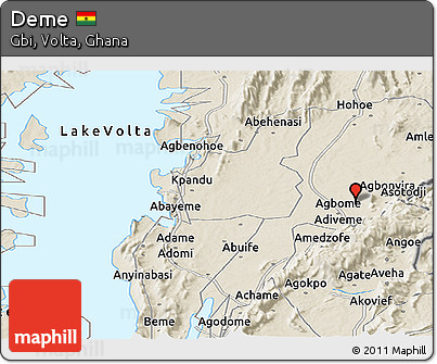 Shaded Relief Panoramic Map of Deme