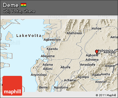 Shaded Relief Panoramic Map of Deme