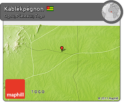 Physical 3D Map of Kablékpégnon