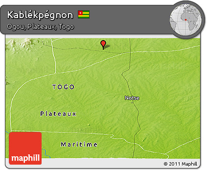 Physical Panoramic Map of Kablékpégnon