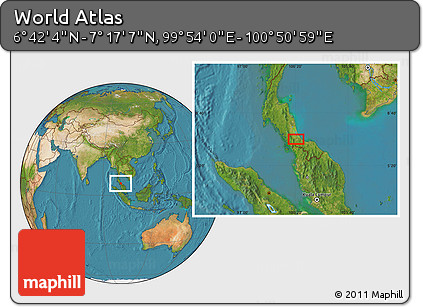 Satellite Location Map of the Area around 6° 59' 36" N, 100° 22' 30" E