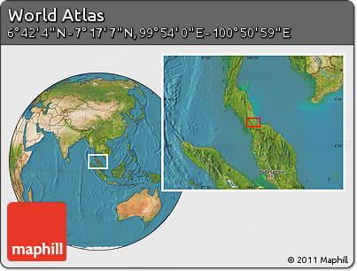 Satellite Location Map of the Area around 6° 59' 36" N, 100° 22' 30" E