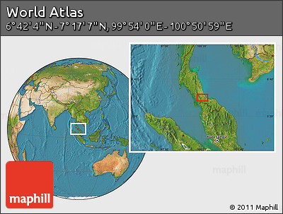 Satellite Location Map of the Area around 6° 59' 36" N, 100° 22' 30" E