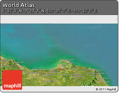 Satellite 3D Map of the Area around 6° 59' 36" N, 101° 13' 29" E