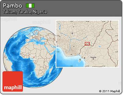 Shaded Relief Location Map of Pambo