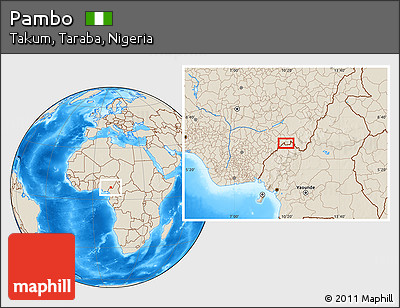 Shaded Relief Location Map of Pambo