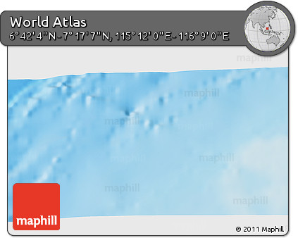 Physical 3D Map of the Area around 6° 59' 36" N, 115° 40' 30" E