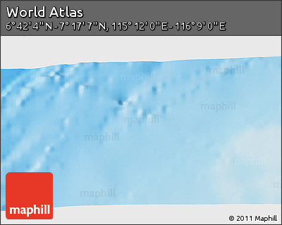 Physical 3D Map of the Area around 6° 59' 36" N, 115° 40' 30" E