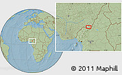 Savanna Style Location Map of Jada, hill shading