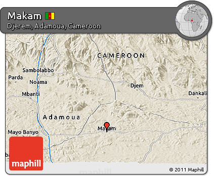 Shaded Relief Panoramic Map of Makam