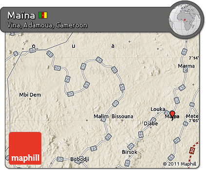 Shaded Relief Map of Maïna