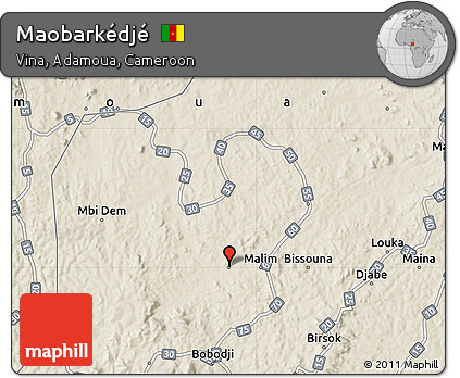 Shaded Relief Map of Maobarkédjé