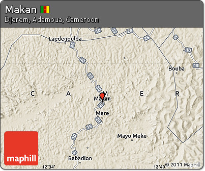 Shaded Relief Map of Makan