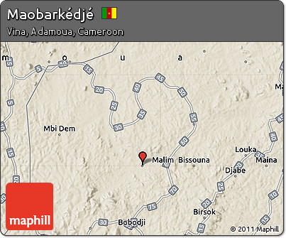 Shaded Relief Map of Maobarkédjé