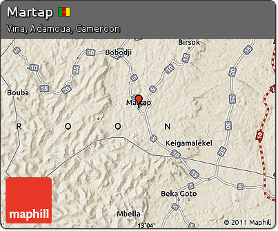 Shaded Relief Map of Martap