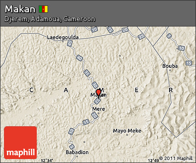 Shaded Relief Map of Makan