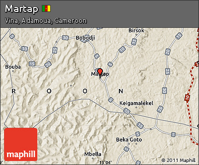 Shaded Relief Map of Martap