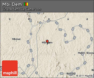 Shaded Relief Map of Mbi Dem