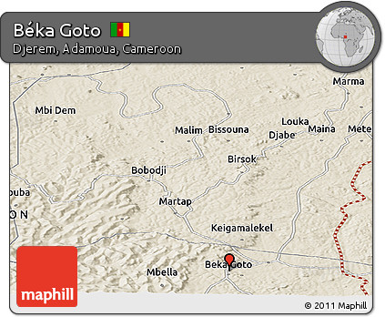 Shaded Relief Panoramic Map of Béka Goto
