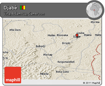 Shaded Relief Panoramic Map of Djabé