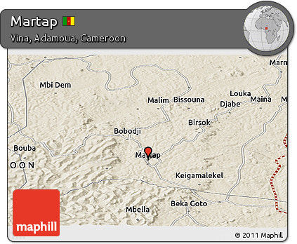 Shaded Relief Panoramic Map of Martap