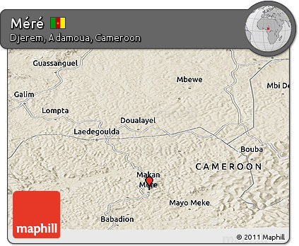 Shaded Relief Panoramic Map of Méré