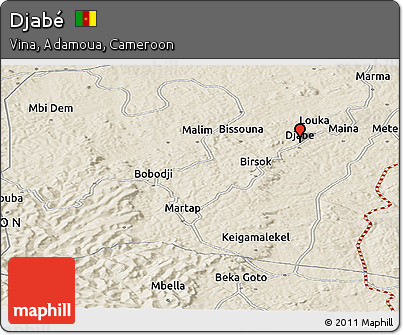 Shaded Relief Panoramic Map of Djabé