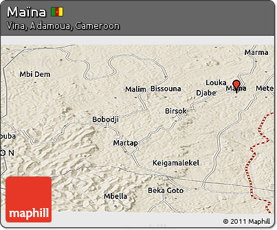Shaded Relief Panoramic Map of Maïna