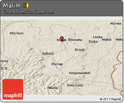 Shaded Relief Panoramic Map of Malim