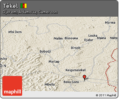 Shaded Relief Panoramic Map of Tékel