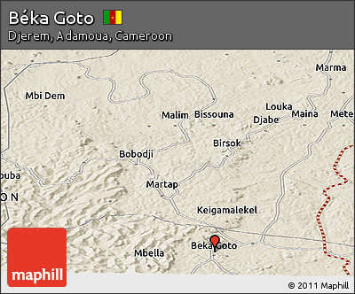 Shaded Relief Panoramic Map of Béka Goto