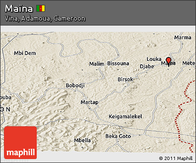Shaded Relief Panoramic Map of Maïna