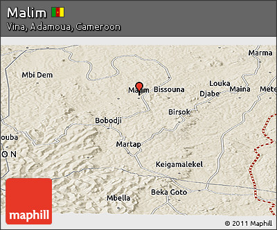 Shaded Relief Panoramic Map of Malim