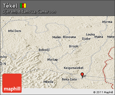 Shaded Relief Panoramic Map of Tékel